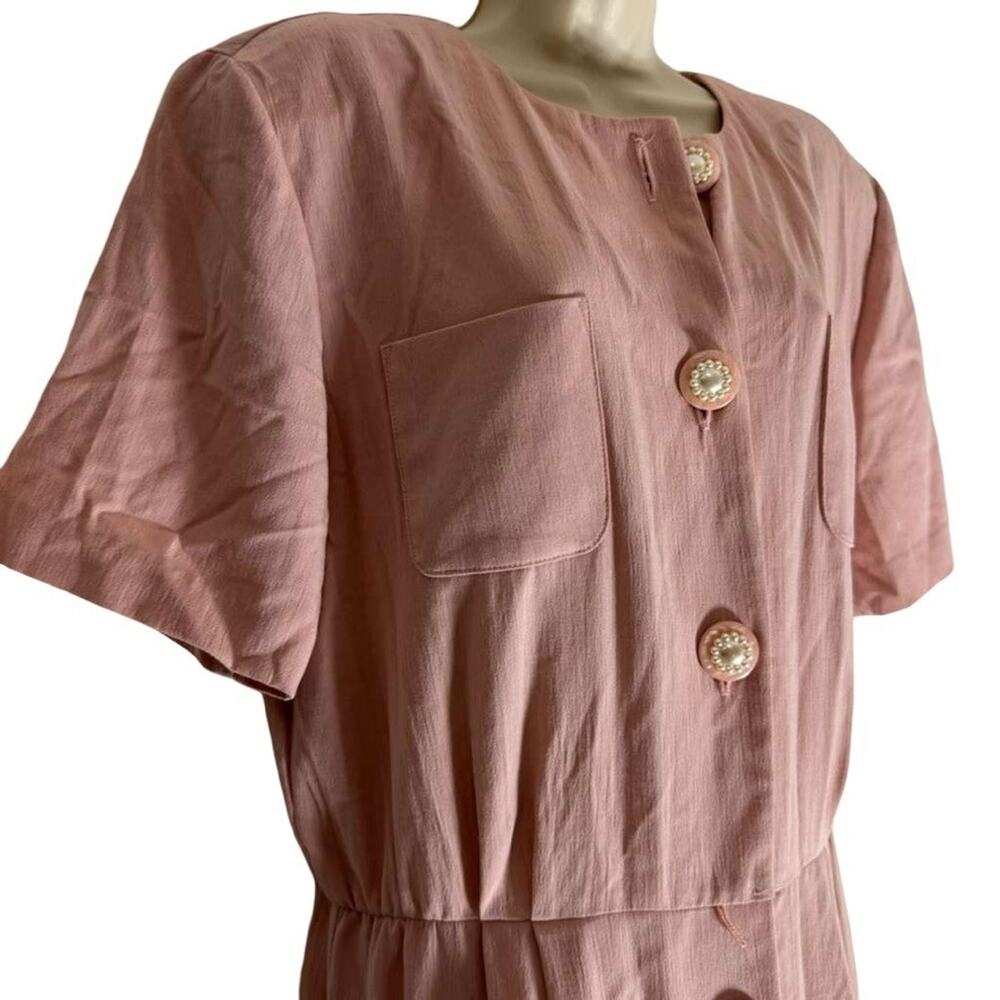 Positive Attitude Womens 90s Pink Button Up Shirt Style Blouson Midi Dress sz 14 - Picture 5 of 15